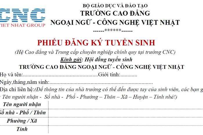 PHIẾU ĐĂNG KÝ XÉT TUYỂN